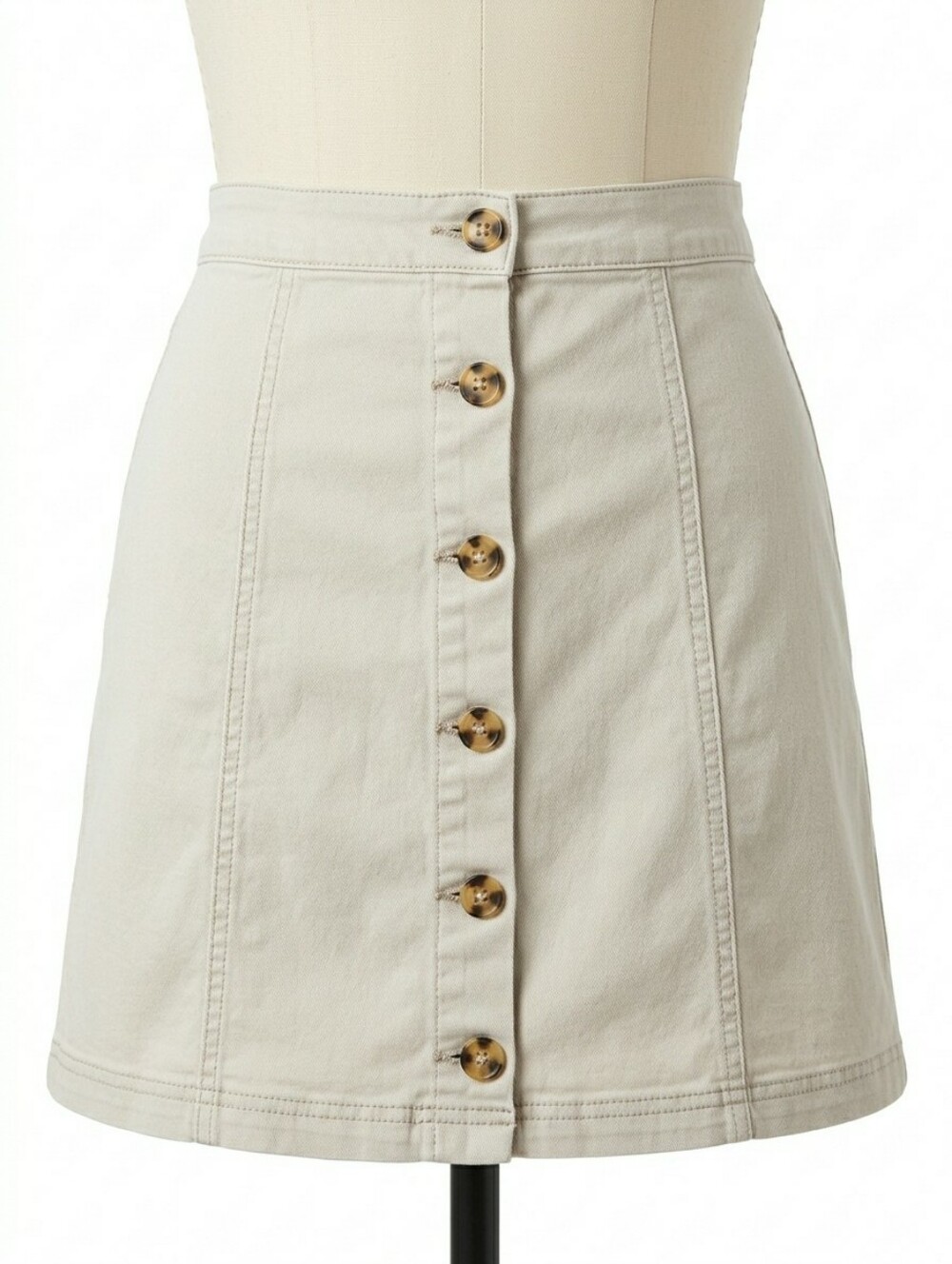 LISTICLE Light Wash Denim Button Front A-Line Mini Skirt Medium